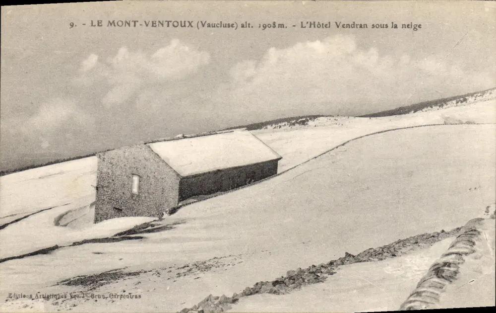 Der Mont Ventoux (Vaucluse) — Das Hotel Vendran unter Schnee — Éditions Artistiques Veu. J. Bruo, Carpentras - Vorderseite