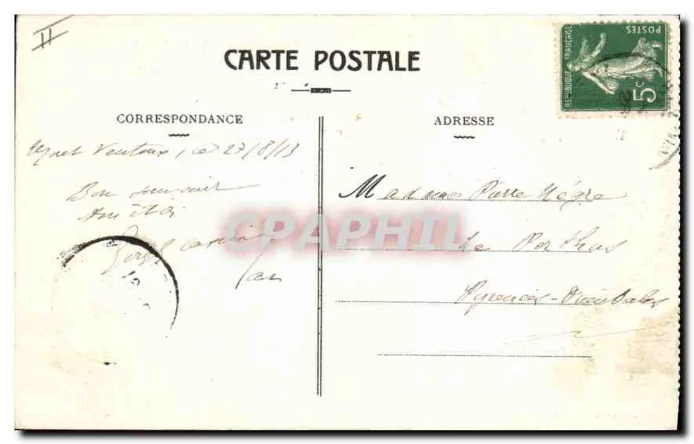 Der Mont Ventoux (Vaucluse) alt. 1.908 m. — Das Hotel Vendran unter Schnee — Verlag J. Brun et Cie, Carpentras - Rückseite