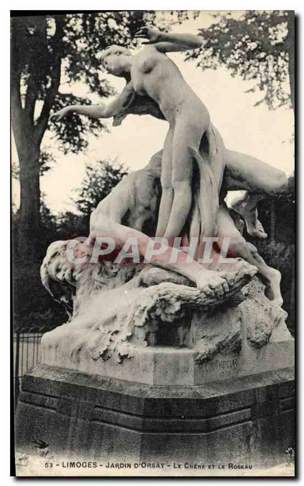 Limoges - Jardin d'Orsay - Le Chêne et le Roseau — Skulptur von Paul Rothbills - Vorderseite