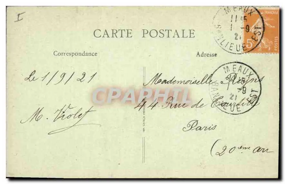Meaux (S.-et-M.) — A Catedral — B. F. Editor, n° 34 bis - Verso
