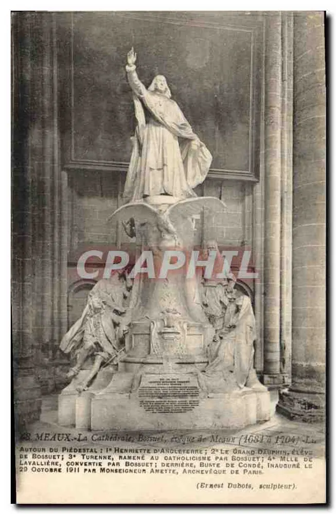Die Kathedrale von Meaux — Statue von Bossuet — Ernest Dubois, Bildhauer - Vorderseite