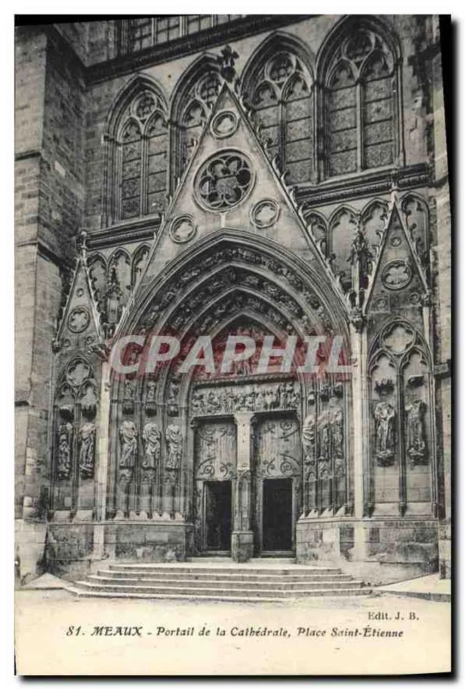 Meaux - Portal der Kathedrale, Place Saint-Étienne — Edit. J. B. - Vorderseite