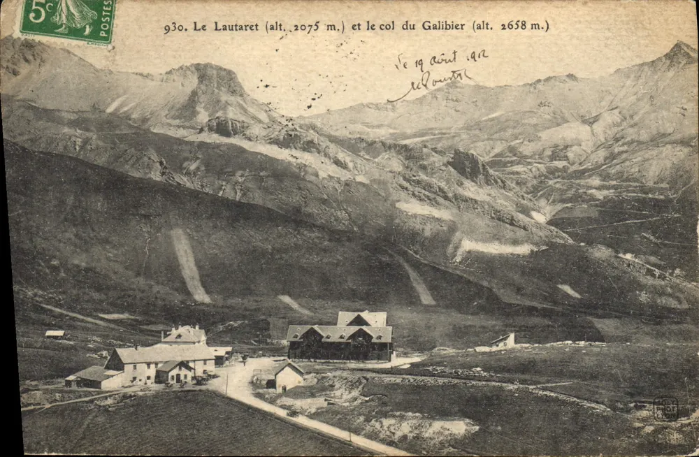 Der Lautaret (Höhe 2075 m.) und der Galibier-Pass (Höhe 2658 m.) — Photographie von Louis Pinot (Lyon) — Nr. 930 - Vorderseite