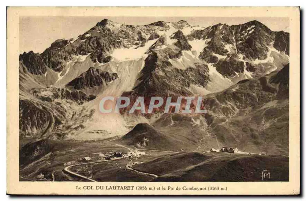 Der COL DU LAUTARET (2058 m.) und der Pic de Combeynot (3163 m.) — Kunst-Heliogravur — Éditions Martinotto Frères - Vorderseite