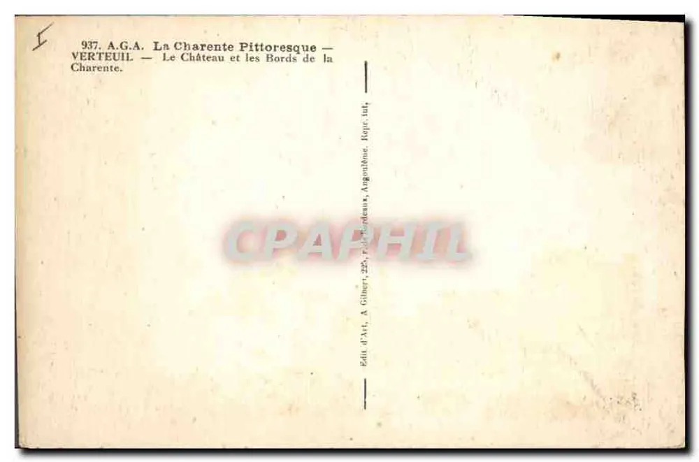 Verteuil — Schloss und Ufer der Charente — A.G.A. n°937 - Rückseite