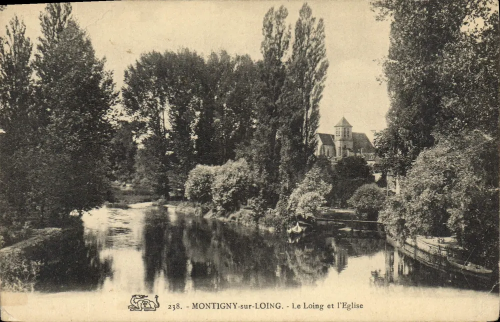 Montigny-sur-Loing — Le Loing et l'Église — éditeur impr. sur la carte n°238 - Vorderseite