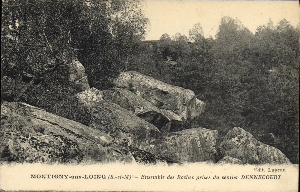 Montigny-sur-Loing (S.-et-M.) — Ansicht der Roches vom DenneCourt-Pfad — Edit. Luneau - Vorderseite