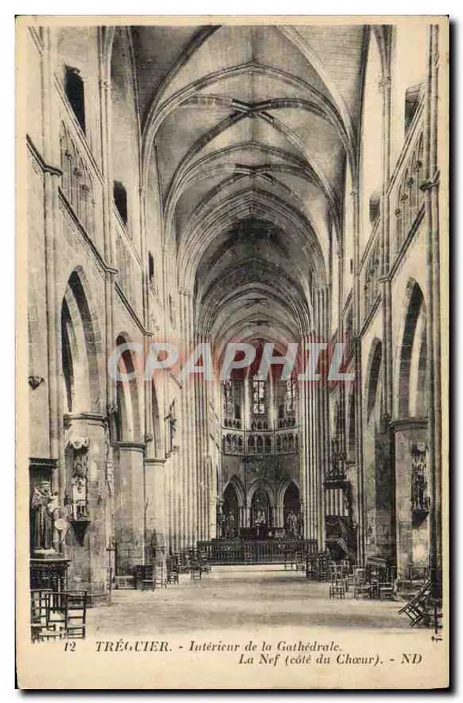 Tréguier - Innenansicht der Kathedrale. Die Kirche (Chorseite) - Vorderseite