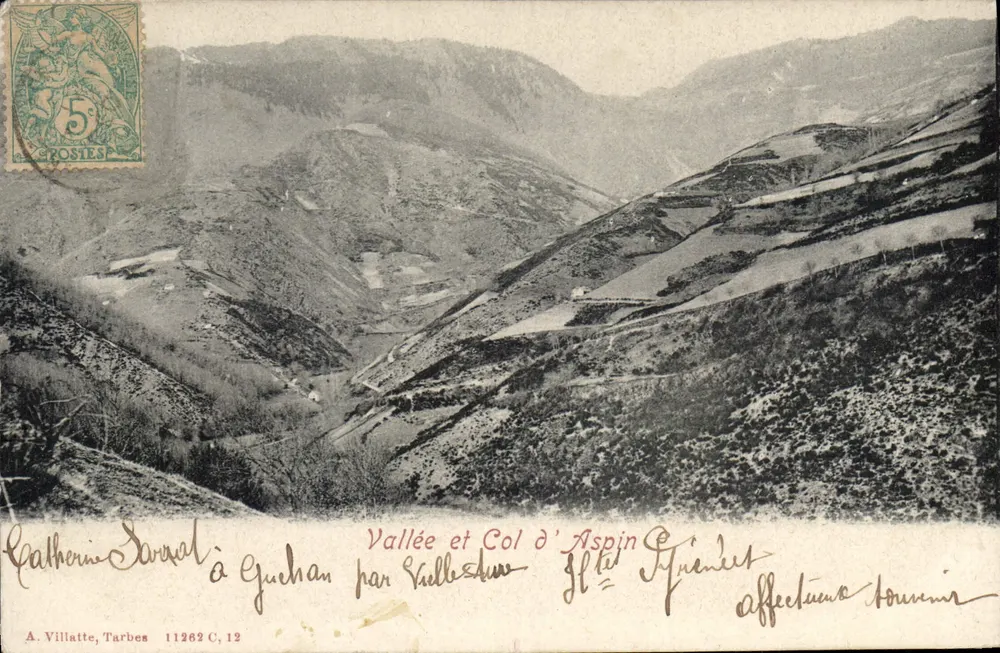 Vale e Passo de Aspin — vista de Guchan por Viellesture — A. Villatte, Tarbes, n° 11262 C, 12 - Frente