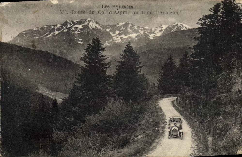 Die Pyrenäen — Route des Col d'Aspin, im Hintergrund Arbizon — unbekannter Verlag, Nr. 538 - Vorderseite