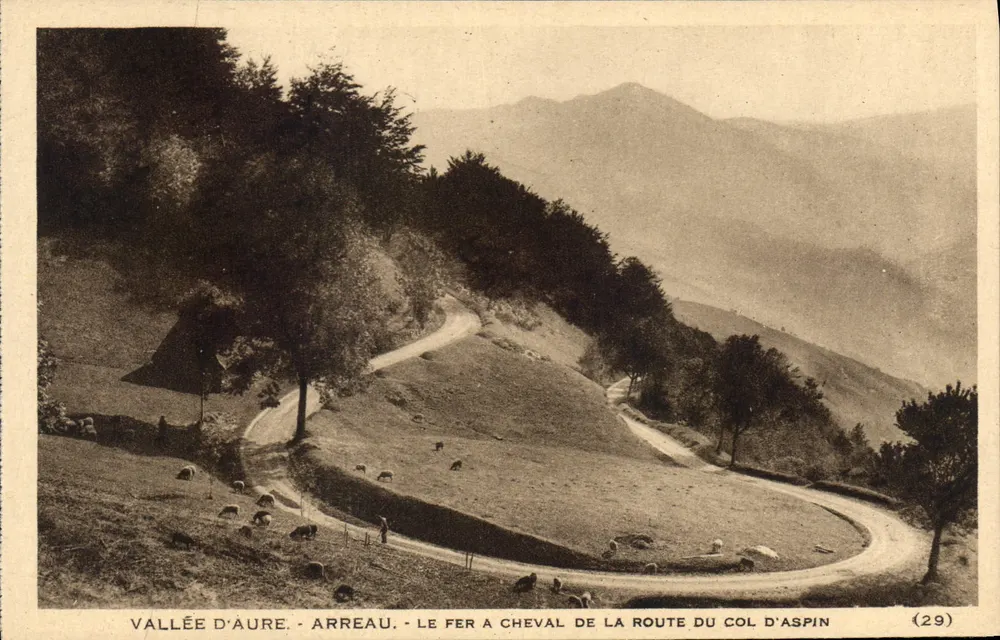 Tal der Aure - Arreau - Der Kniebogen auf der Route zum Col d'Aspin — (29) — Phototypie Laboacte frères, Toulouse - Vorderseite