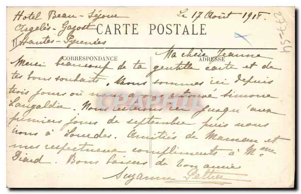 Argentès-Gazost — A Igreja — Editor BR, n° 2735 - Verso