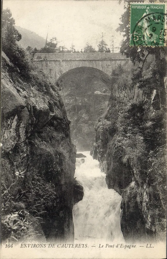Arredores de Cauterets — O Ponte da Espanha — LL. — N° 104 - Frente