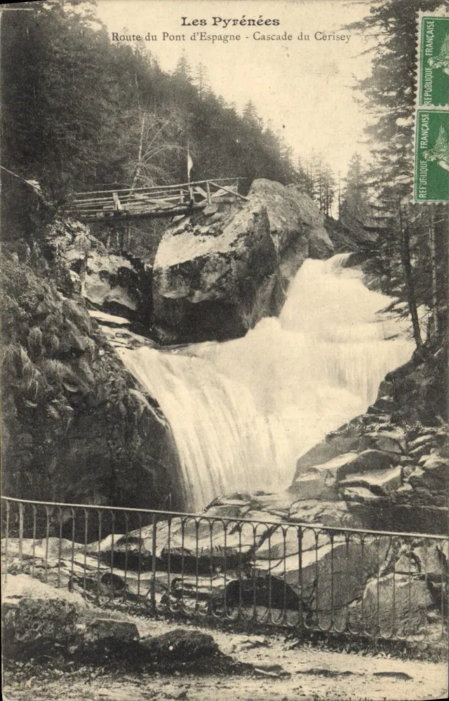 Die Pyrenäen — Route des Pont d'Espagne - Wasserfall Cerisey — Verlag unbekannt - Vorderseite
