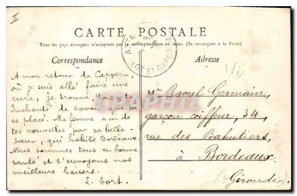 Capvern-les-Bains — O estabelecimento termal — A. Villatte, editor, Tarbes - Verso