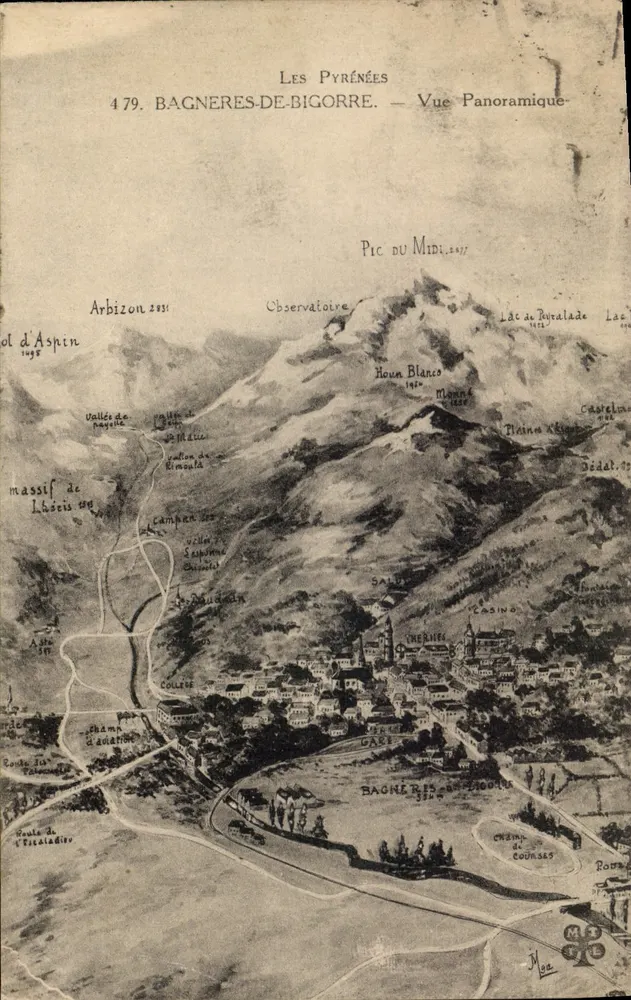 Bagnères-de-Bigorre — Panoramablick — Die Pyrenäen - Vorderseite
