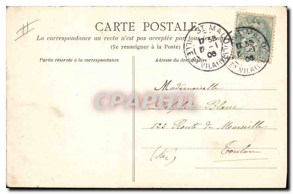 Côte d'Émeraude — Dinard - La Pointe de La Malouine — unbekannter Verlag, Nr. 9 - Rückseite