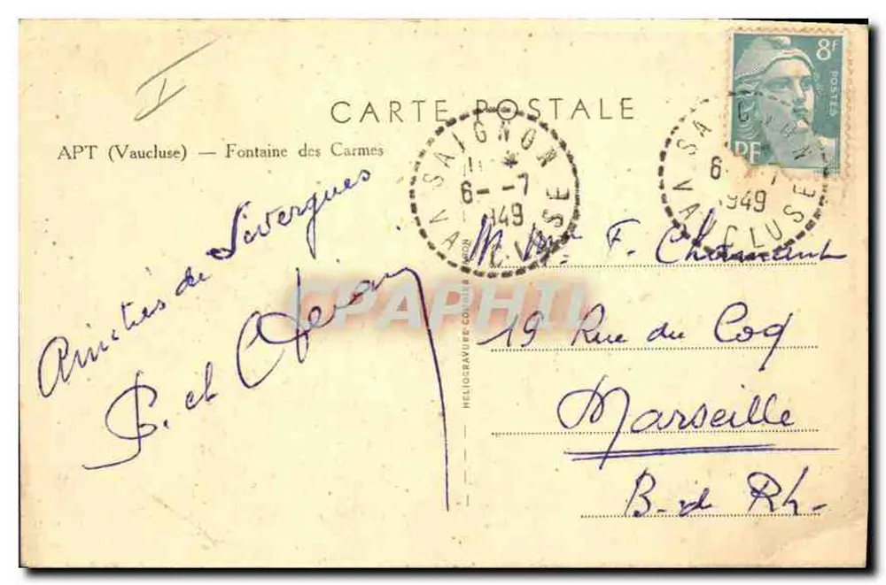 Fontein van de Carmelieten — APT (Vaucluse) — uitgegeven door Cim - Achterkant
