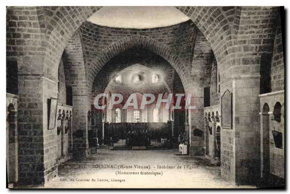 SOLIGNAC (Haute-Vienne) — Innenansicht der Kirche (Historisches Monument) — Edit. du Courrier du Centre, Limoges - Vorderseite