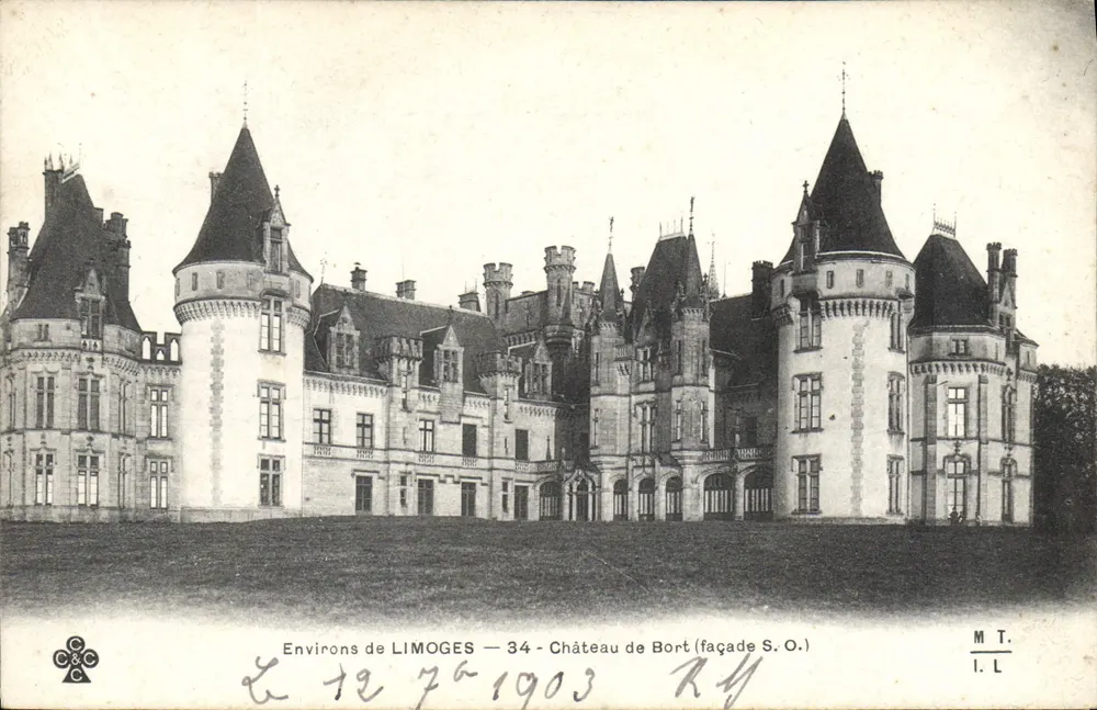 Arredores de LIMOGES — 34 - Castelo de Bort (fachada S.O.) — M.T. I.L. - Frente