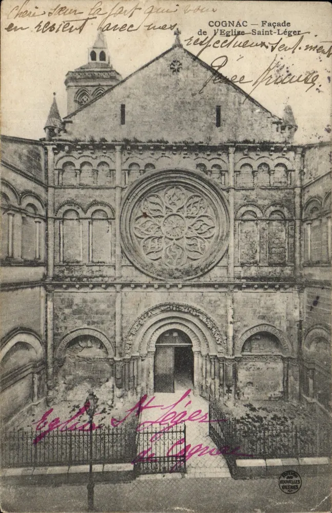 Cognac — Façade de l'Église Saint-Léger — Éditeur : Michel & Cie - Frente