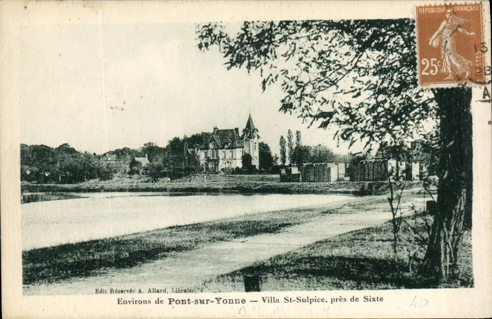 Um Pont-sur-Yonne — Villa St-Sulpice, nahe Sixte — Verlag reserviert A. Allard, Buchhändler - Vorderseite