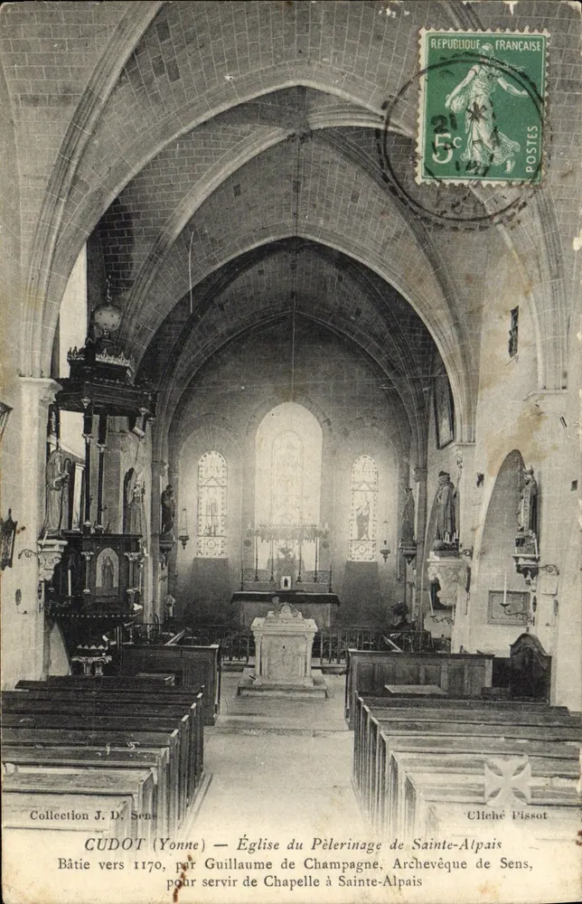 Cudot (Yonne) — Kirche des Pilgerreises von Sainte-Alpais — Cliché Pissot - Vorderseite