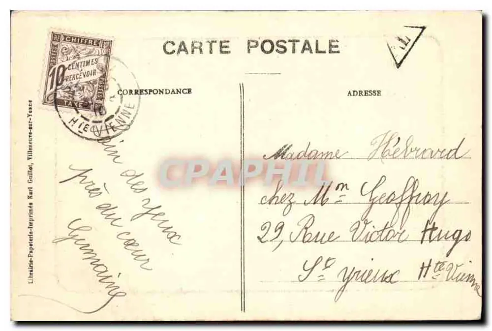 Cézy - Panoramablick über die Yonne — Sammlung Karl Guillot, Villeneuve-sur-Yonne - Rückseite
