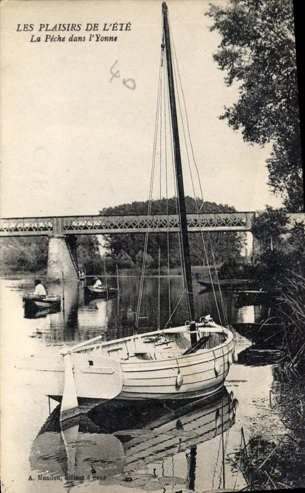 Fischen im Yonne — Serie Die Freuden des Sommers — A. Mondou, Verleger in Sens - Vorderseite