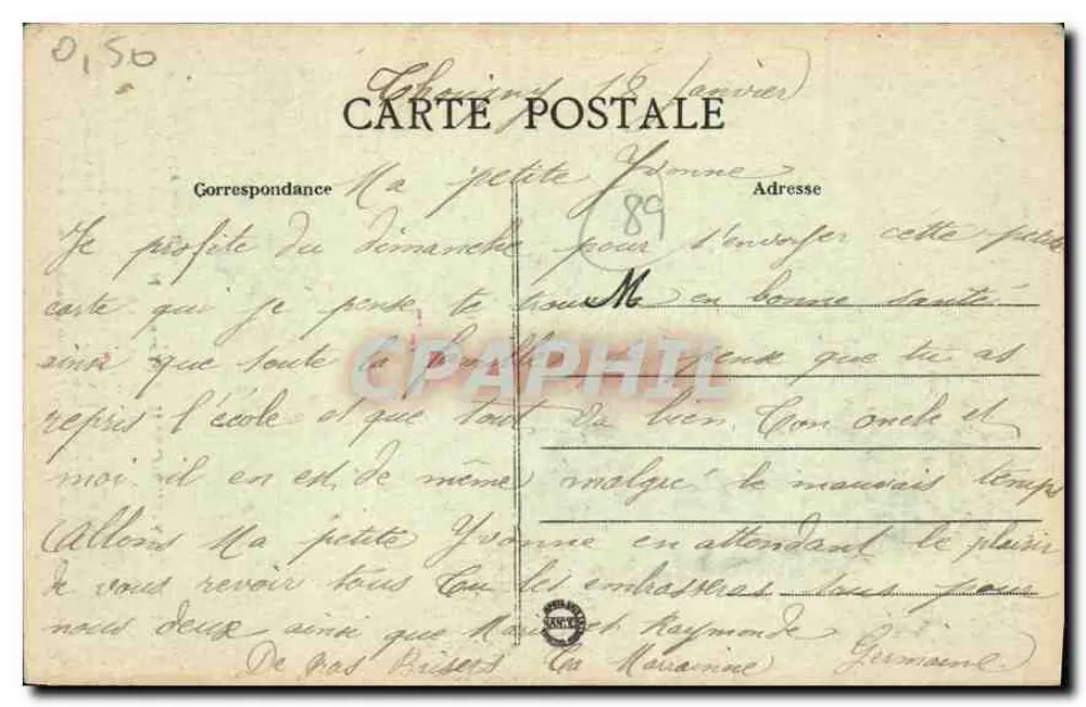 Thoriigny-sur-Oreuse — Nossa Senhora das Rochas — Coleção D. Sene - Verso