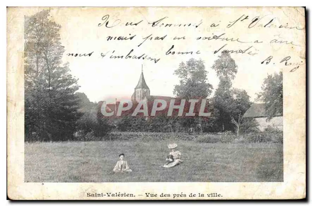 Saint-Valérien — Ansicht der Wiesen der Stadt — unbekannter Verlag - Vorderseite