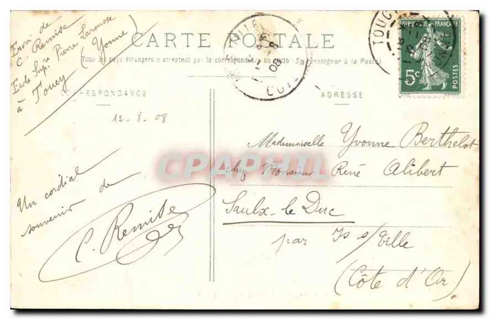 Parly - O Portal da Igreja — Impr. F. Carreau, Tournes - Verso