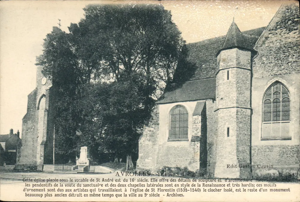 Avrolles - Yonne - A Igreja — Editor Gaston Cousin - Frente