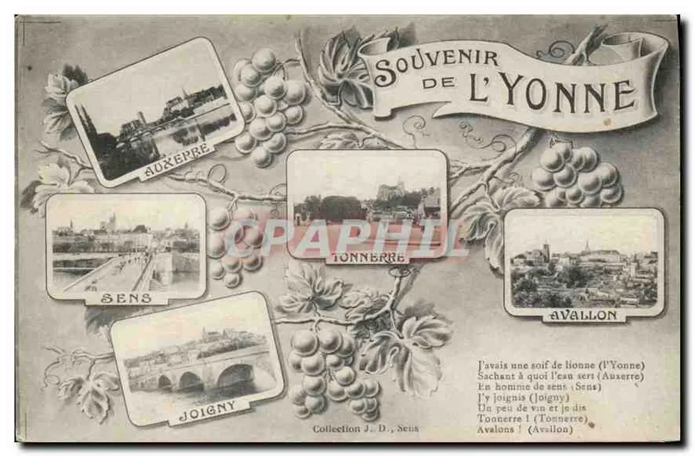 Sens, Joigny, Tonnerre, Auxerre, Avallon — Erinnerung an die Yonne — Sammlung J. D., Sens - Vorderseite