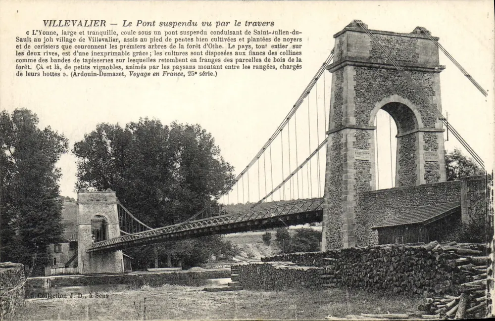 Villevalier — Der Hängebrücke von unten gesehen — Ardouin-Dumazet, Reise durch Frankreich, 25. Serie - Vorderseite
