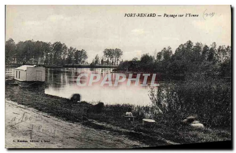 Port-Renard — Landschaft am Yonne — A. Mandon, Verleger in Sens - Vorderseite