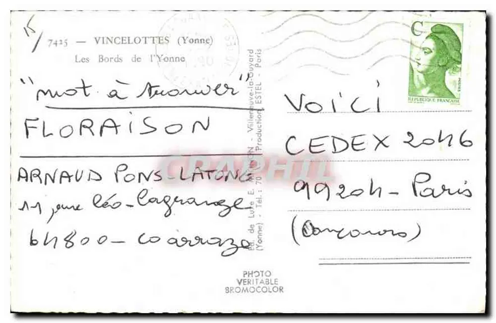 I Margini dell'Yonne — Vincelottes (Yonne) — E. Mignon - Verso