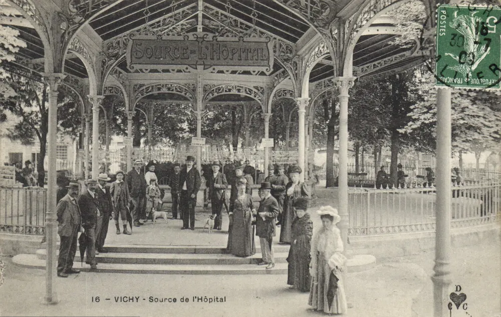 Vichy - Źródło Szpitalne — metalowy kiosk ozdobiony — wydawca nieznany, nr 16 - Awers