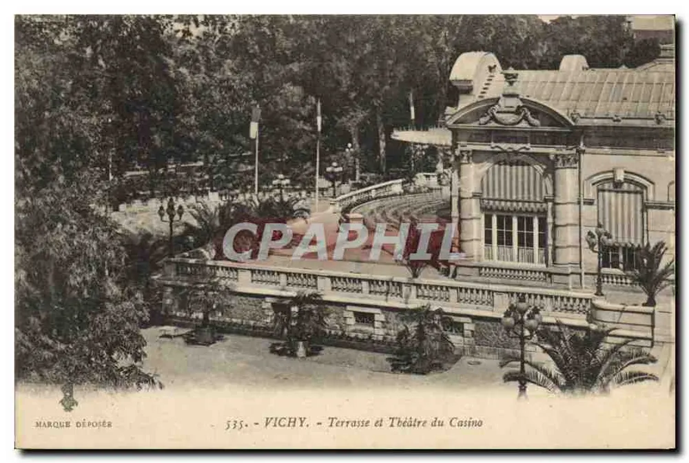 Vichy — Terrasse und Theater des Casinos — Marque Dépojéer n° 535 - Vorderseite