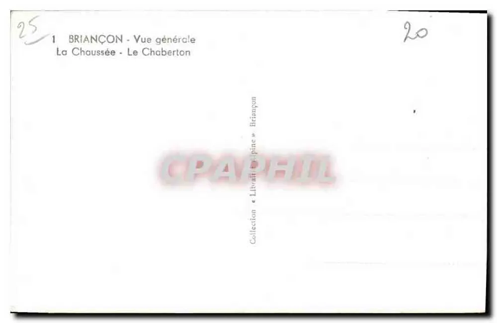 Briançon - Vista geral - A Chaussée - O Chaberton - Verso