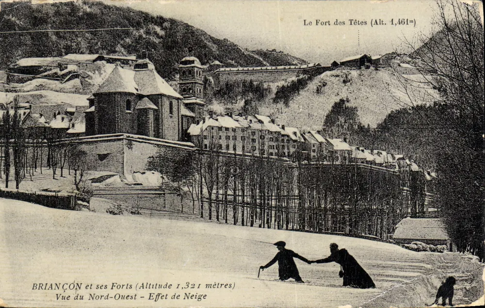 Briançon und seine Festungen — Blick aus nordwestlicher Richtung — Schneeeffekt — Verlag Moine, Nr. 296 - Vorderseite