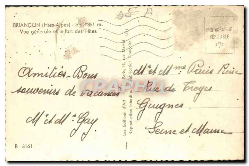 Briancón (Hautes-Alpes) — Allgemeiner Blick und das Fort des Têtes — Les Éditions d'Art - Rückseite