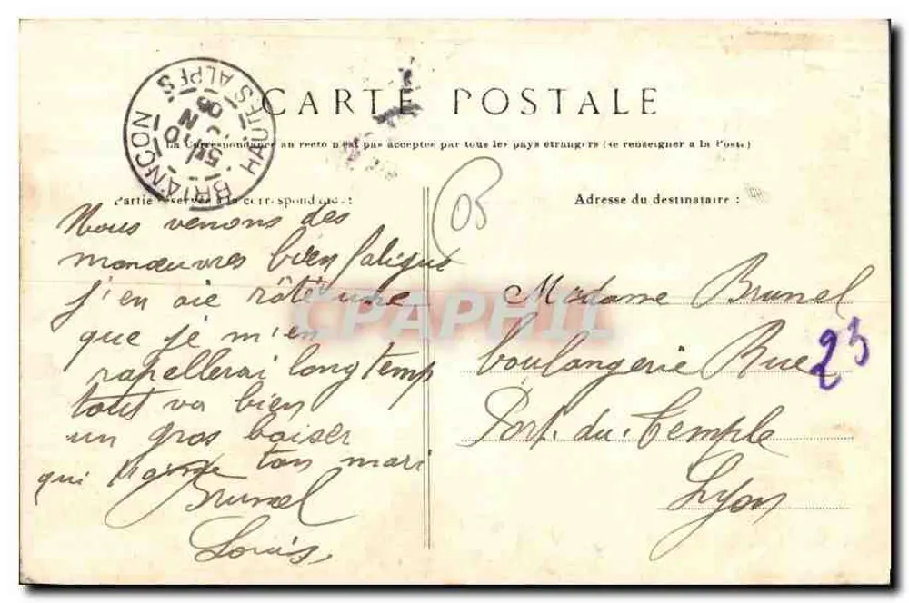 BRIANÇON, vom Fort des Têtes aus gesehen, und Tal der Guisane — Imp. CHAUTARD, Briançon - Rückseite
