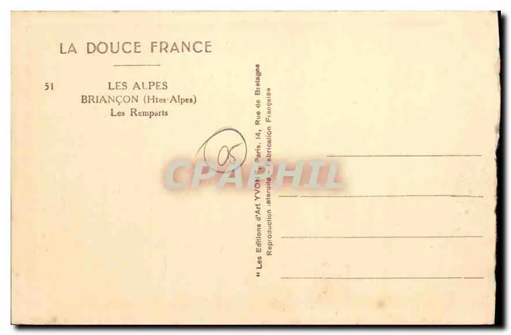 BRIANÇON (Hautes-Alpes) — Die Mauern — Art Editions YVON - Rückseite