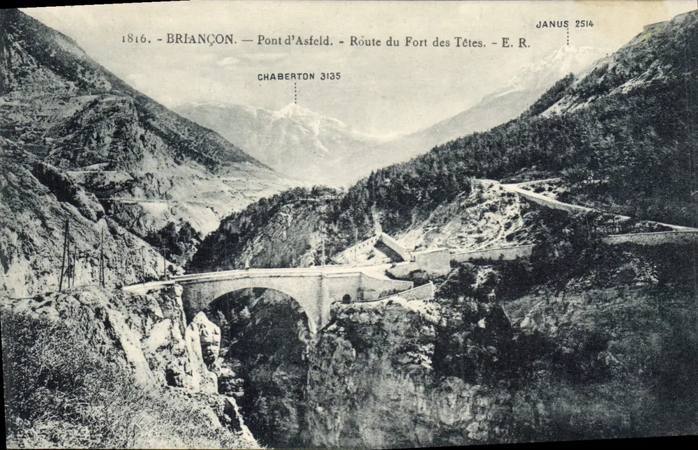 Brücke von Asfeld in Briançon — Route zum Fort des Têtes — Verlag E.R. n° JANUS 2514 - Vorderseite