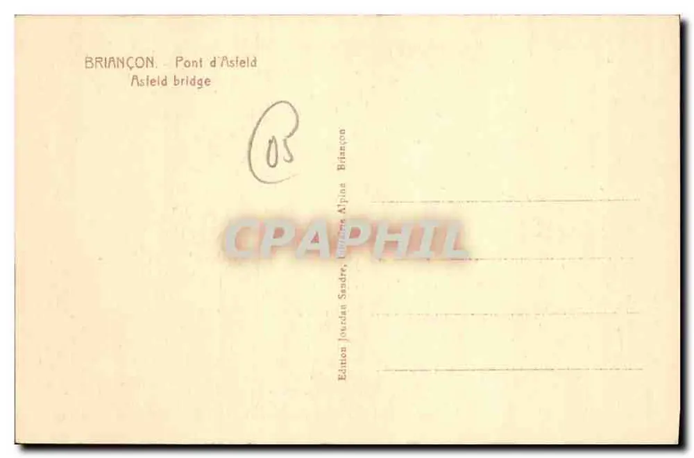 BRIANÇON — Pont d'Asfeld — Edição Jourdan-Sandre Alpine - Verso
