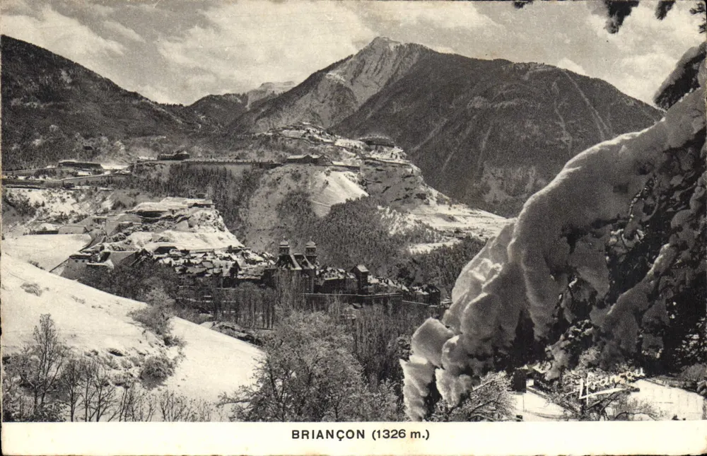 Briançon (1326 m.) — vista panorâmica nevada — F. Francou, edição de luxo - Frente