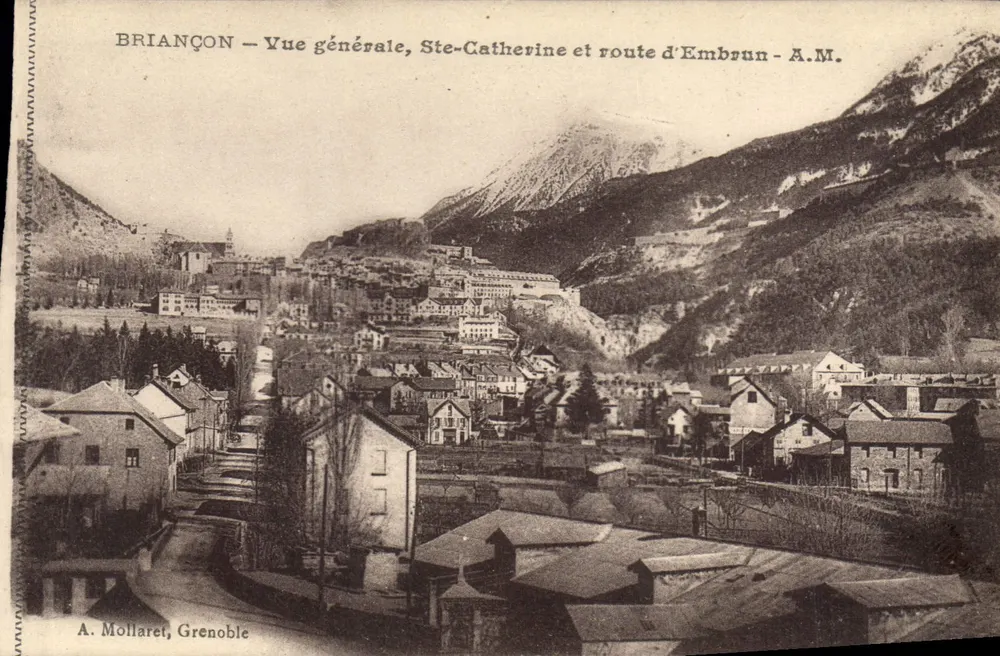 Briançon — Vista geral, Ste-Catherine e estrada de Embrun — A.M. — A. Mollaret, Grenoble - Frente