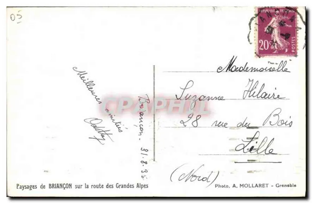 Landschaften von BRIANÇON entlang der Route der Grandes Alpes — Photo. A. MOLLARET - Grenoble - Rückseite