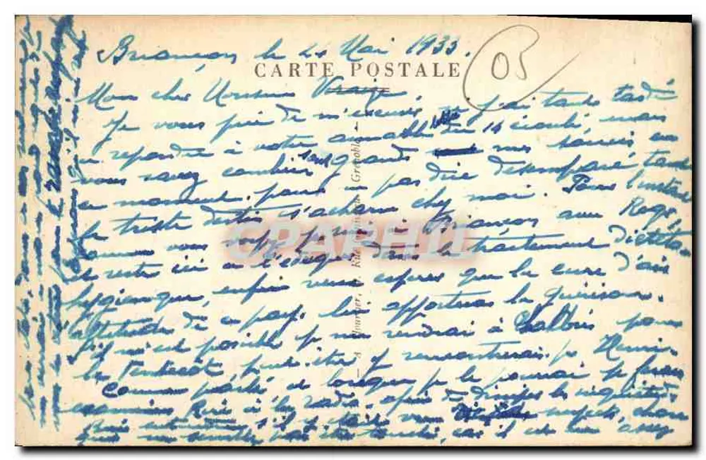 Briancón — Vista Geral e o Mélézin — editor n° 8313.6 - Verso
